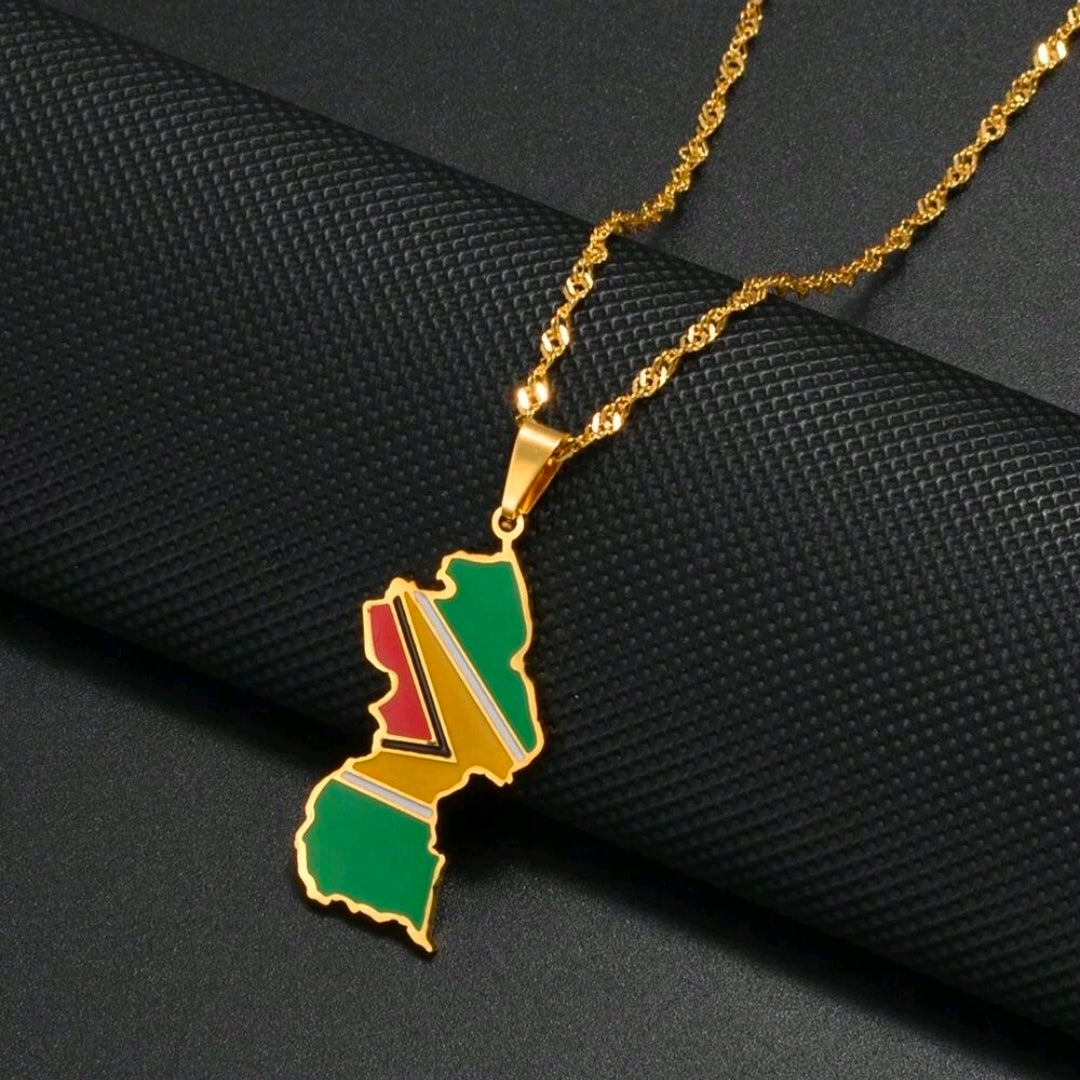 Guyana flag necklace