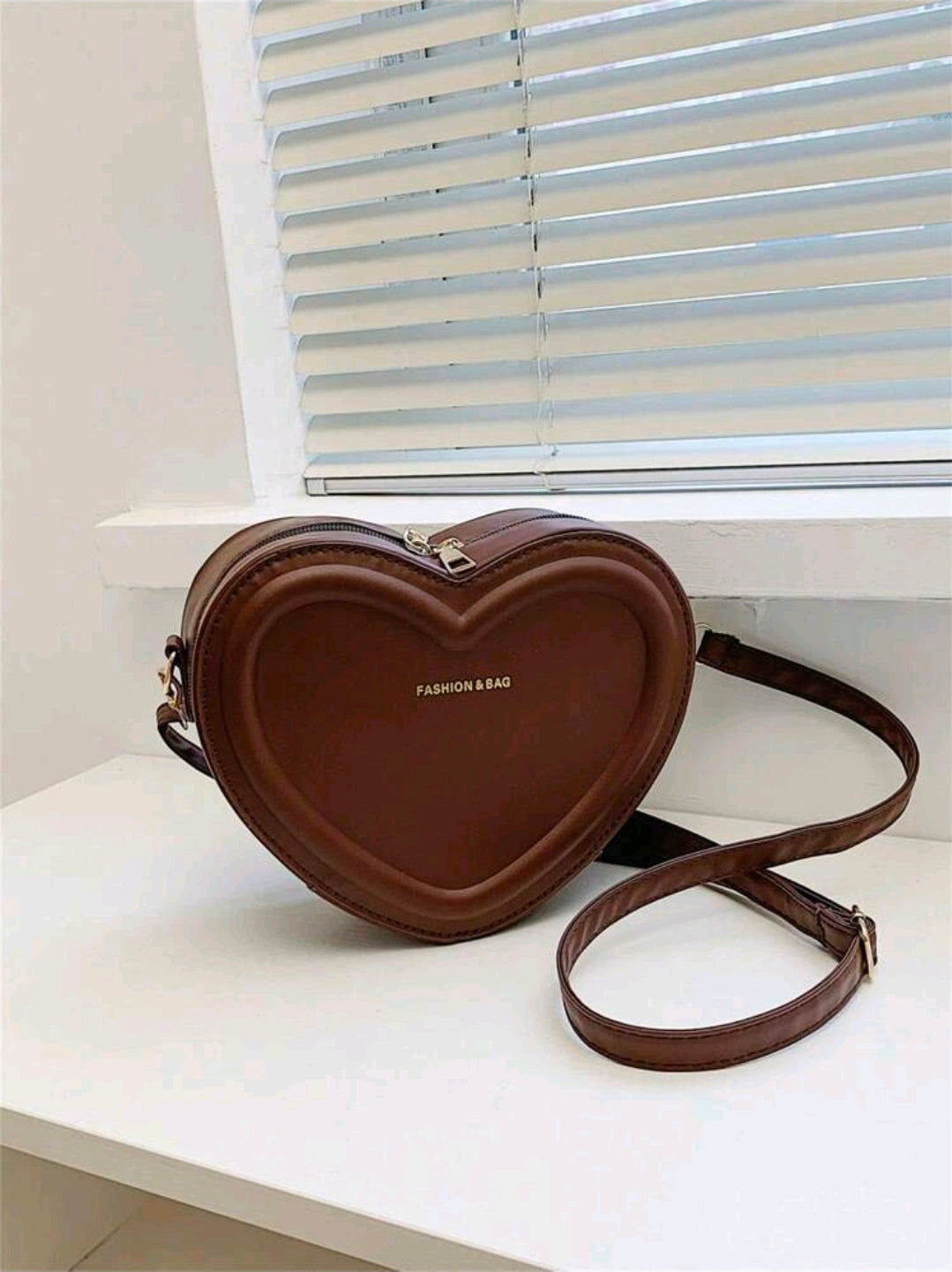Brown heart handbag